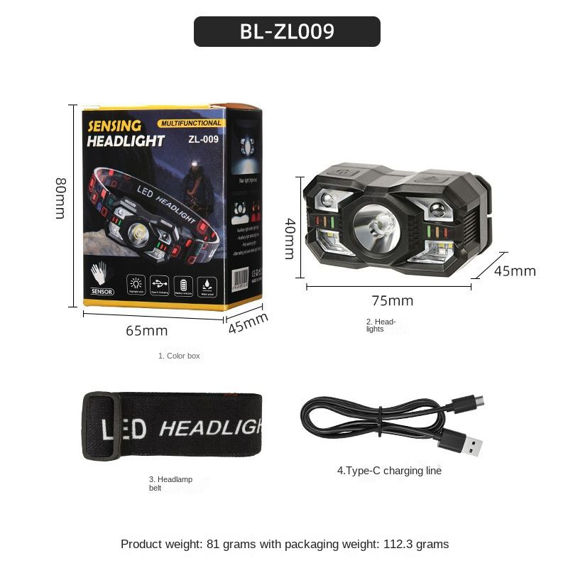 Rechargeable Headlamp Flashlight  2000 Lumen Super Bright LED Headlight with Red Light, Motion Sensor for Adults Kid, Waterproof Lightweight Head Lamp for Outdoor Camping Running Hiking Fishing