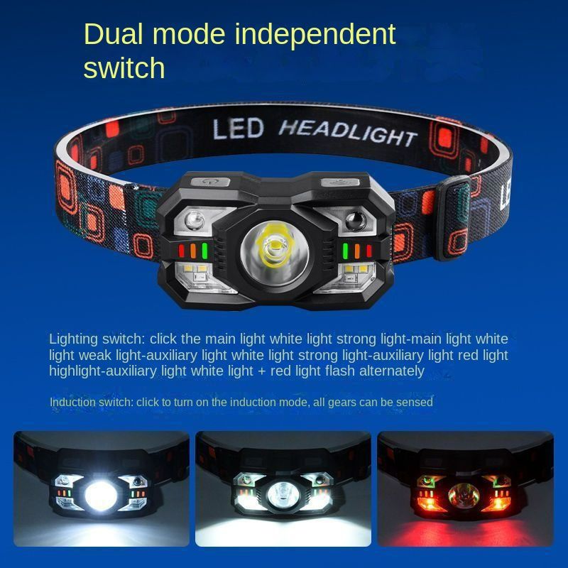 Rechargeable Headlamp Flashlight  2000 Lumen Super Bright LED Headlight with Red Light, Motion Sensor for Adults Kid, Waterproof Lightweight Head Lamp for Outdoor Camping Running Hiking Fishing