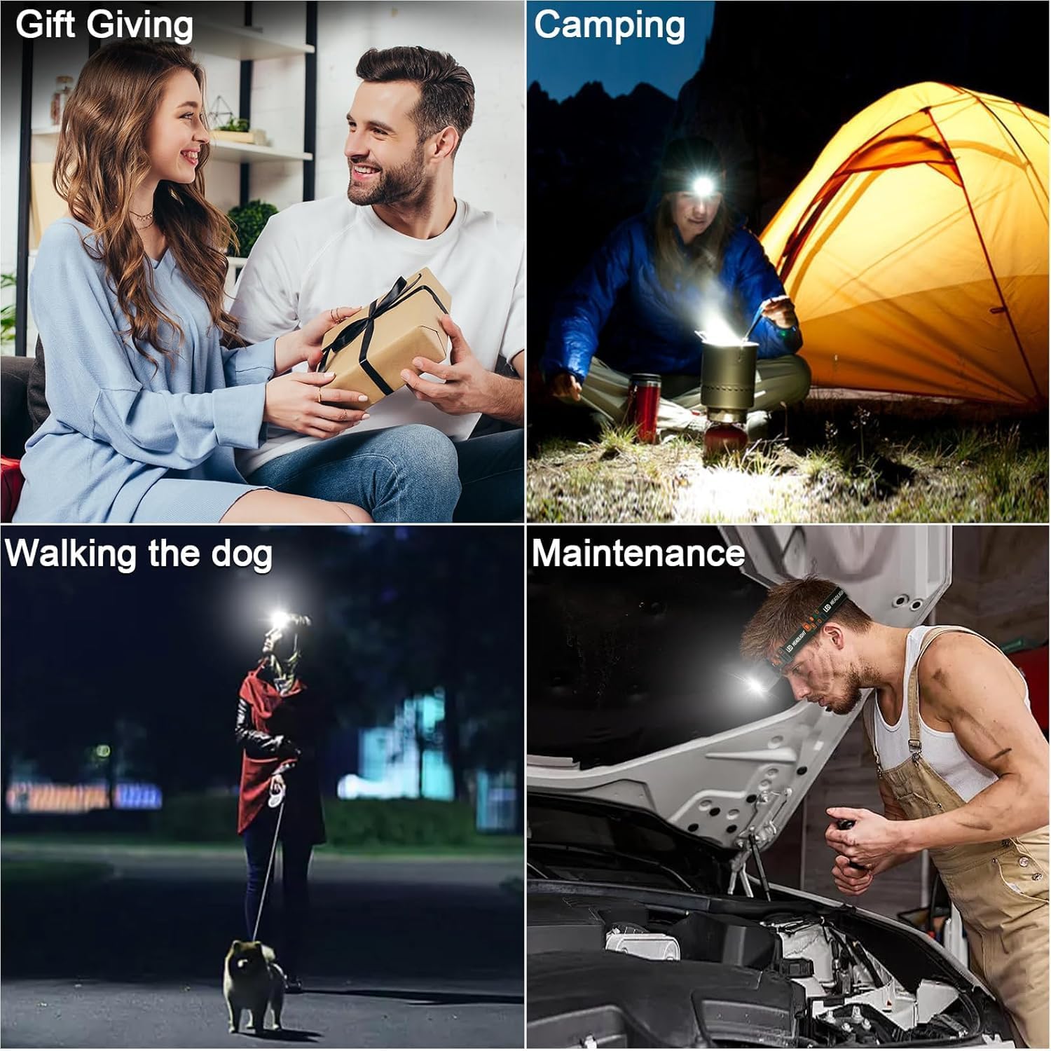 Rechargeable Headlamp Flashlight  2000 Lumen Super Bright LED Headlight with Red Light, Motion Sensor for Adults Kid, Waterproof Lightweight Head Lamp for Outdoor Camping Running Hiking Fishing