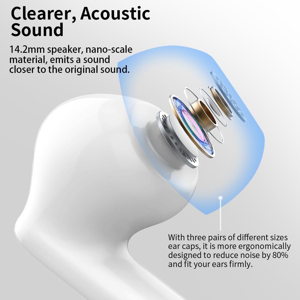 Wireless Earbuds, Bluetooth 5.3 Headphones 40Hrs Playtime Deep Bass Stereo in-Ear Earbud, LED Power Display, Call Noise Canceling Headphones with Mic, IP7 Waterproof Earphones for iPhone Android