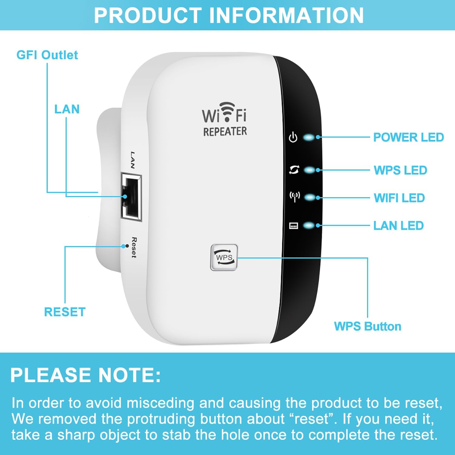 300M WiFi Extender, WiFi Booster, WiFi Repeater, Covers Up to 3000 Sq.ft and 45 Devices, Internet Booster - with Ethernet Port, Quick Setup, Home Wireless Signal Booster, UK plug,