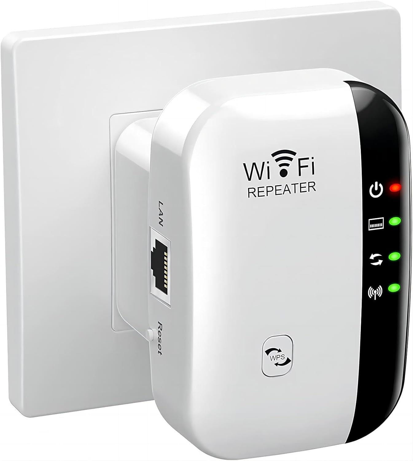 300M WiFi Extender, WiFi Booster, WiFi Repeater, Covers Up to 3000 Sq.ft and 45 Devices, Internet Booster - with Ethernet Port, Quick Setup, Home Wireless Signal Booster, UK plug,