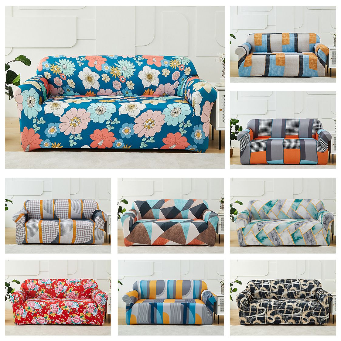 Sofa Slipcovers Elastic Stretch Sofa Cover Pillow case Sofa Covers with Anti-Slip Foams, Washable Furniture Protector for Kids, Pets for Living Room Couch Cover L shape Armchair Cover