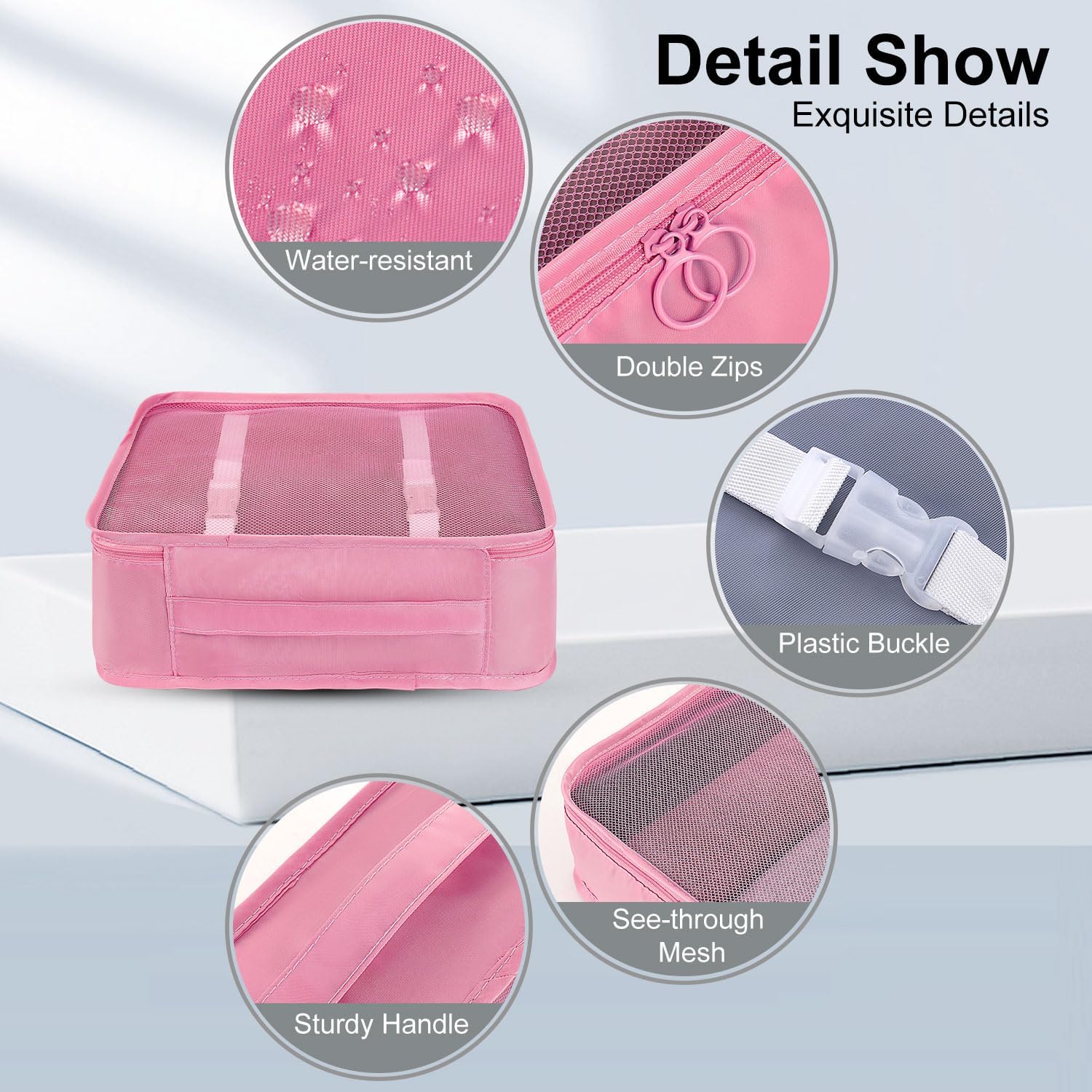 Packing Cubes for Suitcase, 7PCS Thickening Travel Organiser Packing Bags Lightweight Travel Accessories Organizers Essentials Clothes Shoes Cosmetics Toiletries Storage Bags Luggage Packing Orginzers