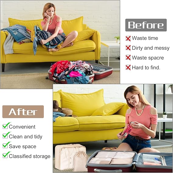 Packing Cubes for Suitcase, 7PCS Thickening Travel Organiser Packing Bags Lightweight Travel Accessories Organizers Essentials Clothes Shoes Cosmetics Toiletries Storage Bags Luggage Packing Orginzers