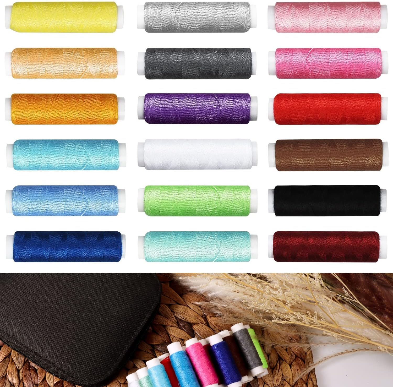 58pcs Sewing Kit with Case Portable Sewing Supplies for Home Traveler, Adults, Beginner, Emergency, Kids Contains Thread, Scissors, Needles,Measuring Tape