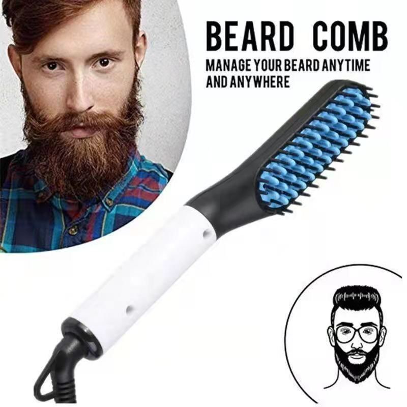 Beard Straightener Comb, Fast Heating Multifunctional Electric Hair Comb Portable Beard Brush Styler for Men Women Home Travel