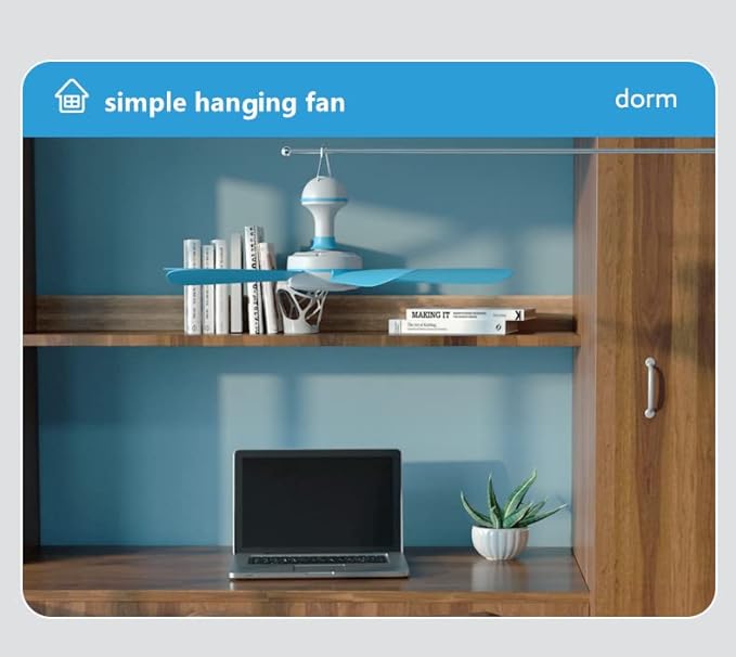 Small Ceiling Fan 6 Blades Quiet  Hanging Fans for Indoor Outdoor RV Bed Room Dorm Desk Travel Camping Tent Cubicle Mini Portable Canopy Fans