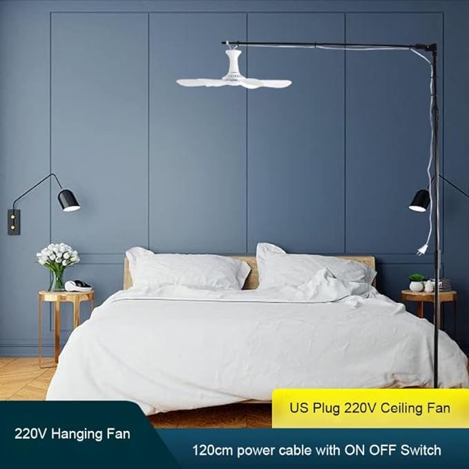 Small Ceiling Fan 6 Blades Quiet  Hanging Fans for Indoor Outdoor RV Bed Room Dorm Desk Travel Camping Tent Cubicle Mini Portable Canopy Fans