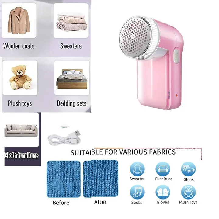 Fabric Shaver, Lint Remover for Clothes, Electric Lint Shaver with 3-Leaf Blades, Sweater Shavers to Remove Pilling for Clothing, Couch, Furniture, Fuzz, Lint Ball, Bobbles, USB Rechargeable