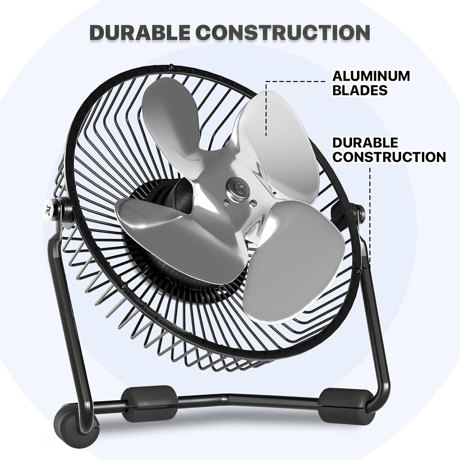 4 Inch Desk Fan Quiet Small USB Fan 360° Rotation Portable Table Fan 2 Speed Mini Personal Fan Air Cooling Electric Fan for Home Office Bedroom Travel Camping