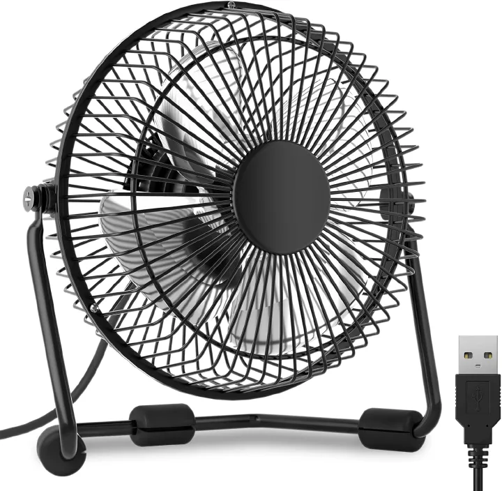 4 Inch Desk Fan Quiet Small USB Fan 360° Rotation Portable Table Fan 2 Speed Mini Personal Fan Air Cooling Electric Fan for Home Office Bedroom Travel Camping
