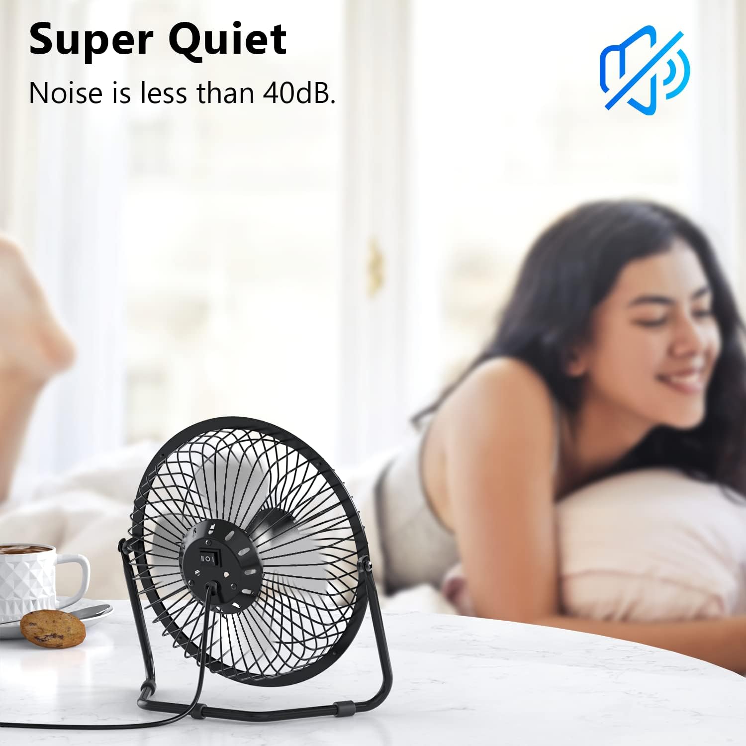4 Inch Desk Fan Quiet Small USB Fan 360° Rotation Portable Table Fan 2 Speed Mini Personal Fan Air Cooling Electric Fan for Home Office Bedroom Travel Camping