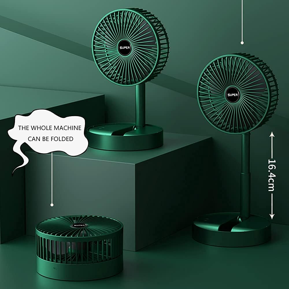 ﻿Portable Fan Desk Fan Portable Folding Fan, Rechargeable Standing Pedestal USB Fan, 3 Speeds, 2000mAh Battery Operated Fan for Home, Camping, Outdoor and Office