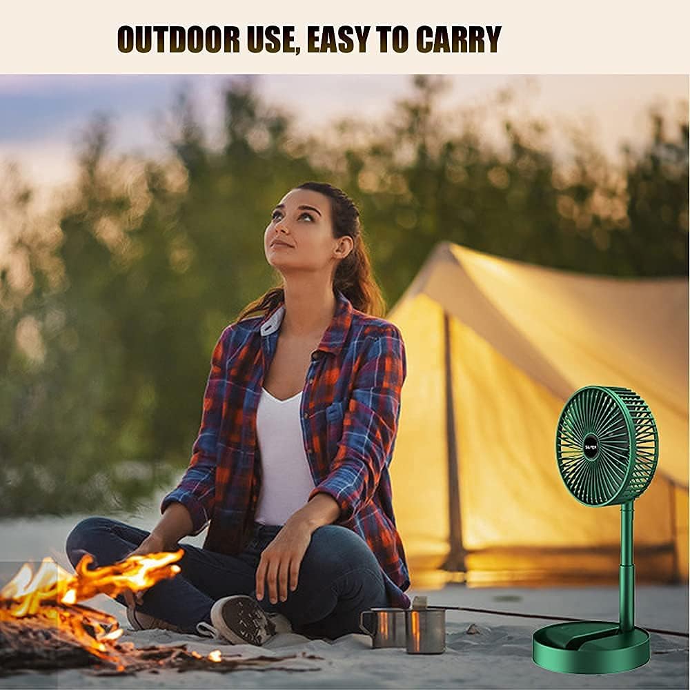 ﻿Portable Fan Desk Fan Portable Folding Fan, Rechargeable Standing Pedestal USB Fan, 3 Speeds, 2000mAh Battery Operated Fan for Home, Camping, Outdoor and Office