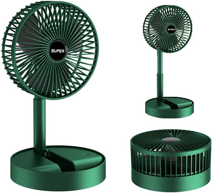 ﻿Portable Fan Desk Fan Portable Folding Fan, Rechargeable Standing Pedestal USB Fan, 3 Speeds, 2000mAh Battery Operated Fan for Home, Camping, Outdoor and Office