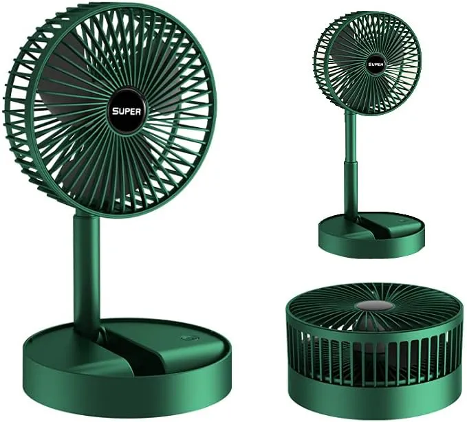 ﻿Portable Fan Desk Fan Portable Folding Fan, Rechargeable Standing Pedestal USB Fan, 3 Speeds, 2000mAh Battery Operated Fan for Home, Camping, Outdoor and Office