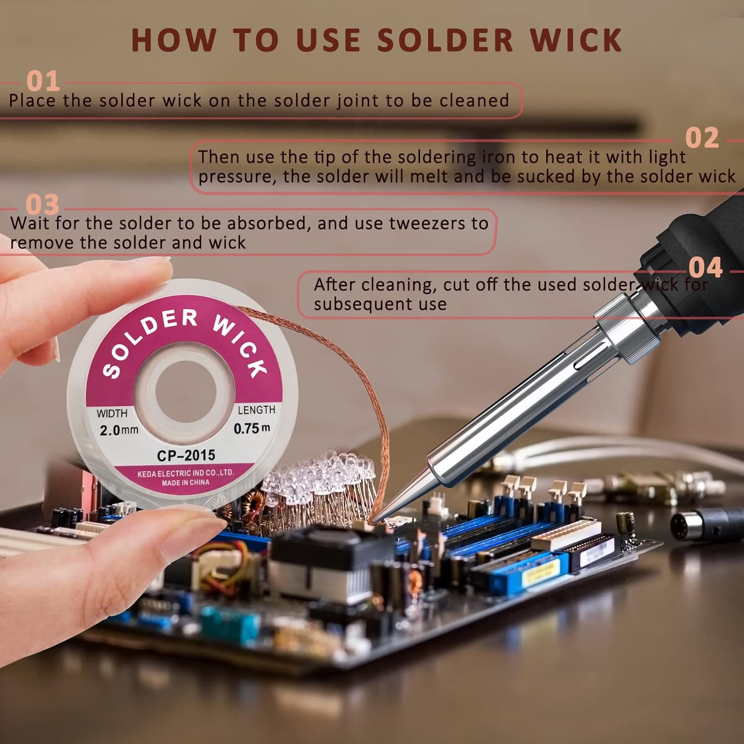 15pcs Soldering Iron Kit Electronics, 60W Adjustable Temperature Welding Tool Soldering Tips Desoldering Pump Soldering Iron Stand Tweezers