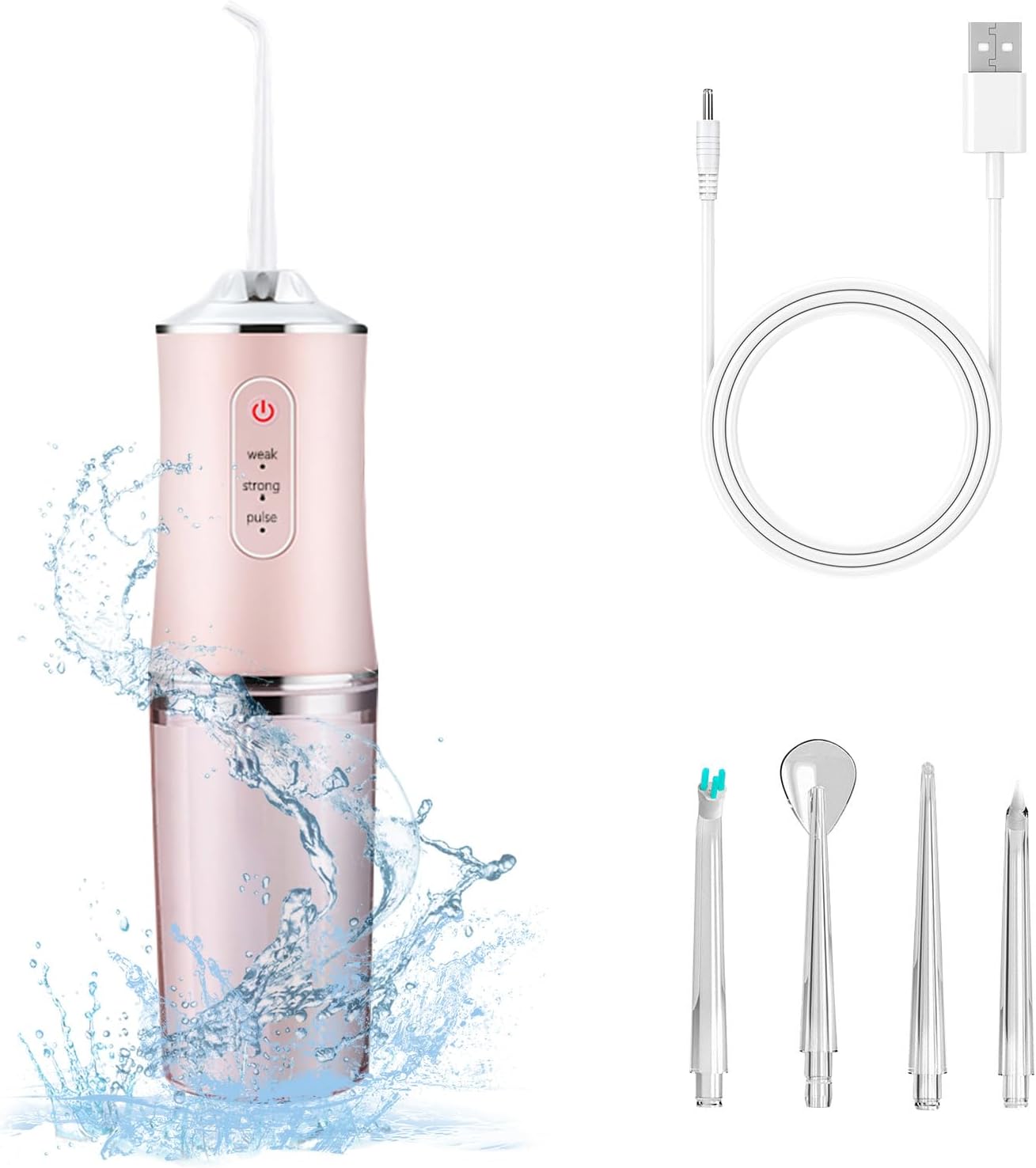 Electric Water Flosser Cordless Oral Irrigator for Teeth 3 Modes 4 Jet Tips Cleaning and Flossing Water Dental Portable Floss Irrigator Oral Water Flossed Rechargeable Tonsil Stone Travel Adults