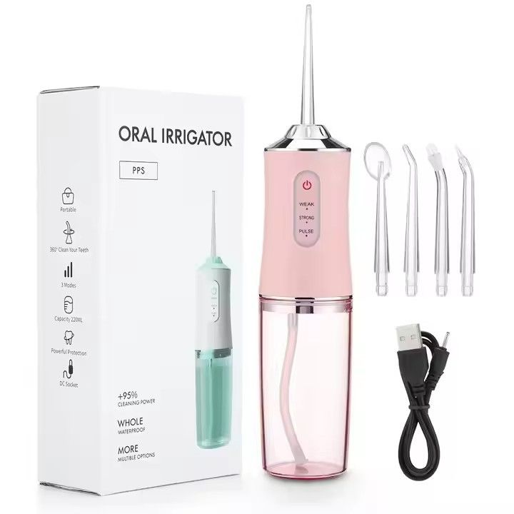 Electric Water Flosser Cordless Oral Irrigator for Teeth 3 Modes 4 Jet Tips Cleaning and Flossing Water Dental Portable Floss Irrigator Oral Water Flossed Rechargeable Tonsil Stone Travel Adults