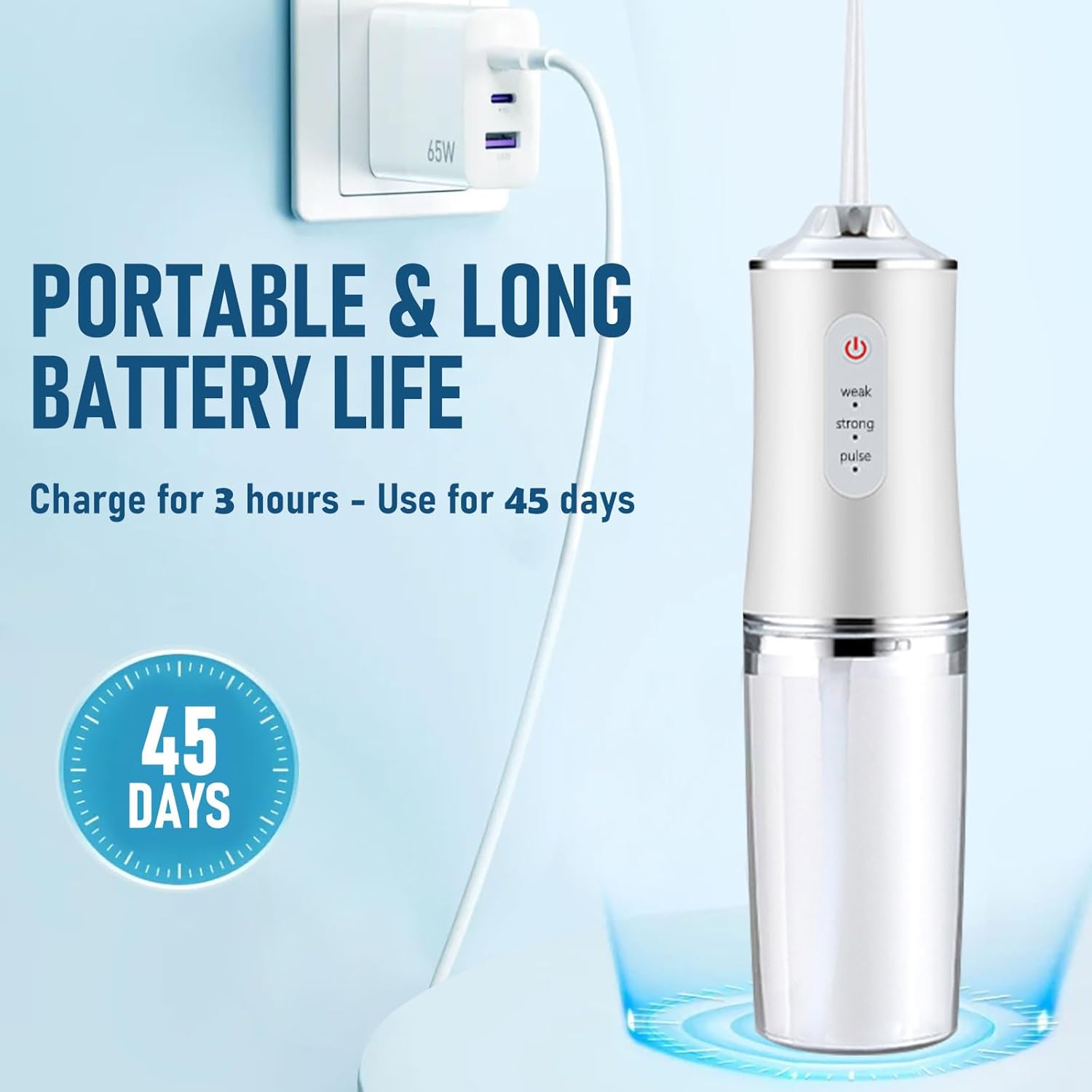 Electric Water Flosser Cordless Oral Irrigator for Teeth 3 Modes 4 Jet Tips Cleaning and Flossing Water Dental Portable Floss Irrigator Oral Water Flossed Rechargeable Tonsil Stone Travel Adults