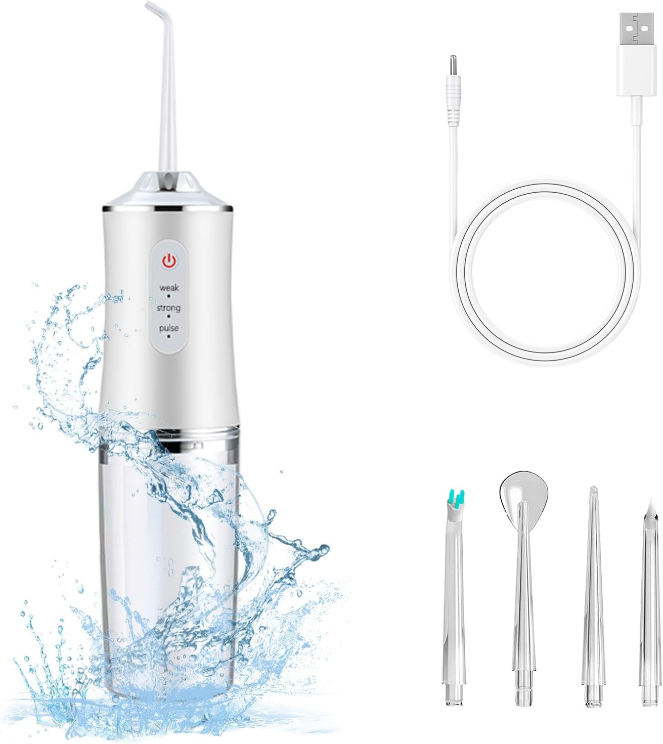 Electric Water Flosser Cordless Oral Irrigator for Teeth 3 Modes 4 Jet Tips Cleaning and Flossing Water Dental Portable Floss Irrigator Oral Water Flossed Rechargeable Tonsil Stone Travel Adults