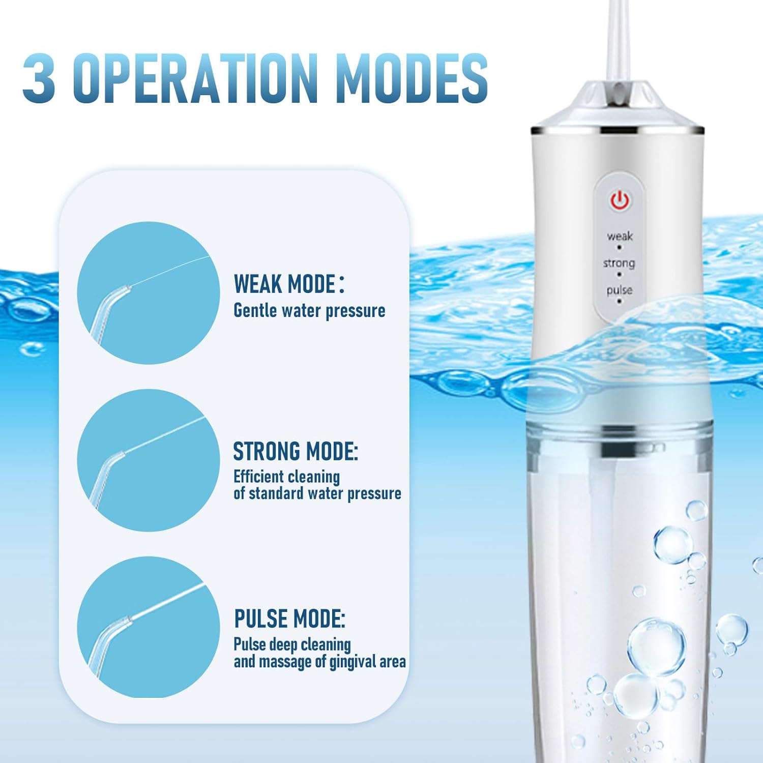 Electric Water Flosser Cordless Oral Irrigator for Teeth 3 Modes 4 Jet Tips Cleaning and Flossing Water Dental Portable Floss Irrigator Oral Water Flossed Rechargeable Tonsil Stone Travel Adults