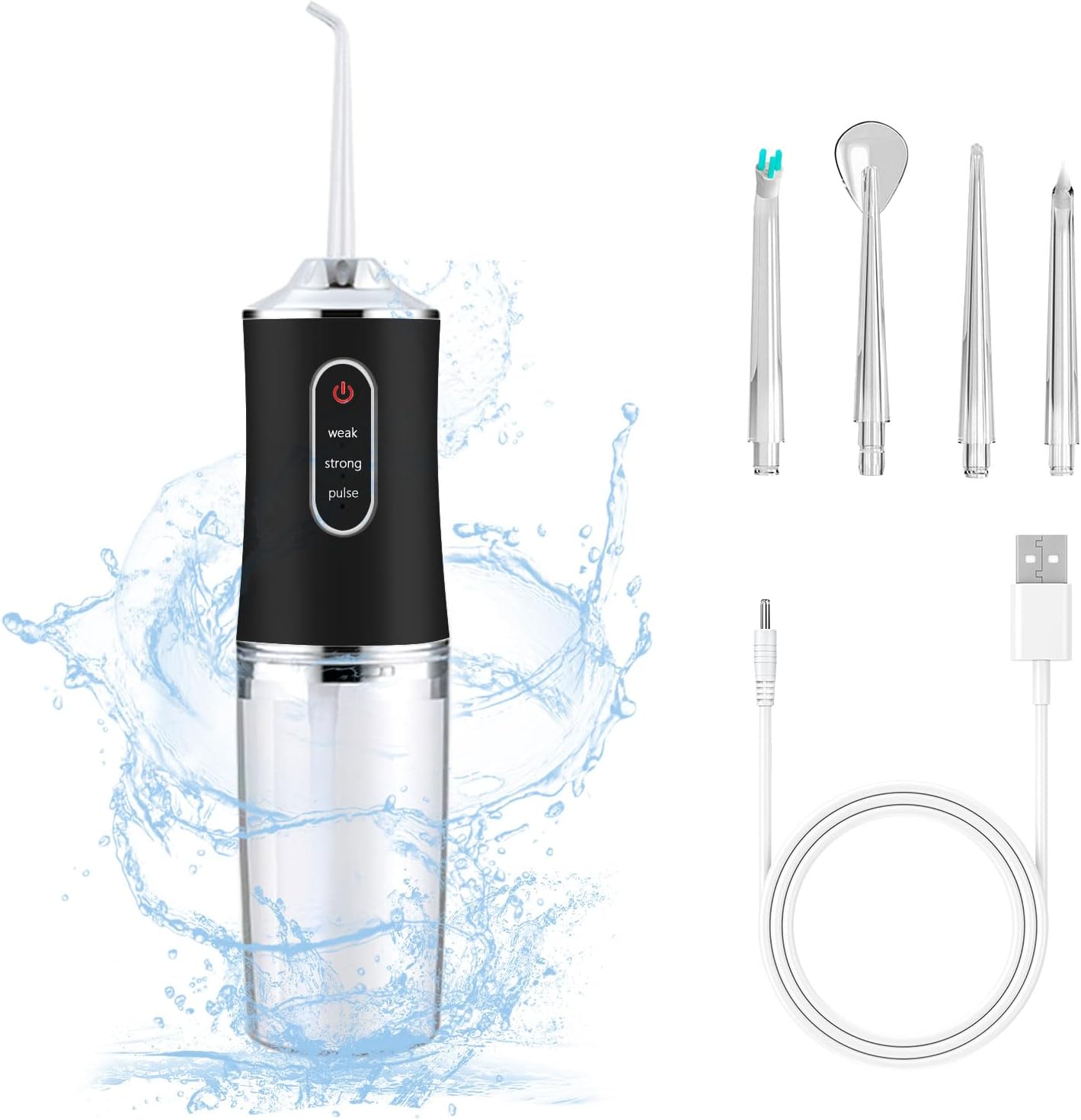 Electric Water Flosser Cordless Oral Irrigator for Teeth 3 Modes 4 Jet Tips Cleaning and Flossing Water Dental Portable Floss Irrigator Oral Water Flossed Rechargeable Tonsil Stone Travel Adults