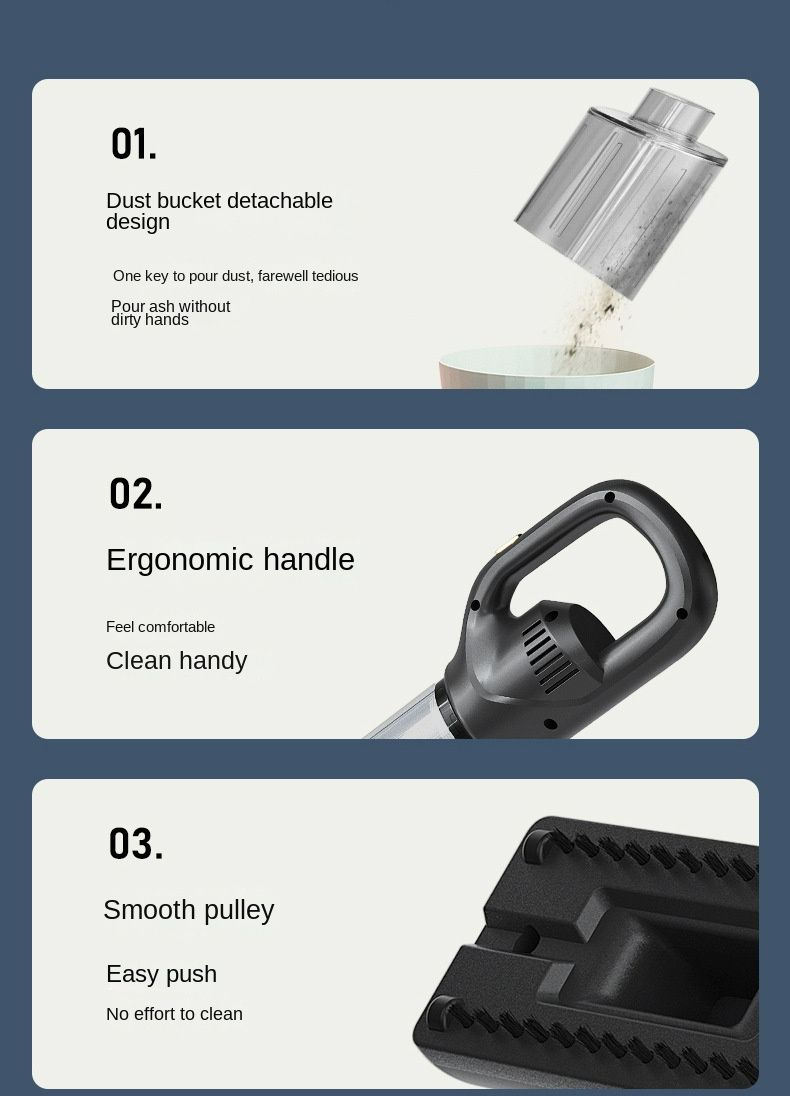 50000Pa Wireless Car Handheld Vacuum Cleaner Handheld Vacuum Cordless Rechargeable 3-in-1, USB Charge