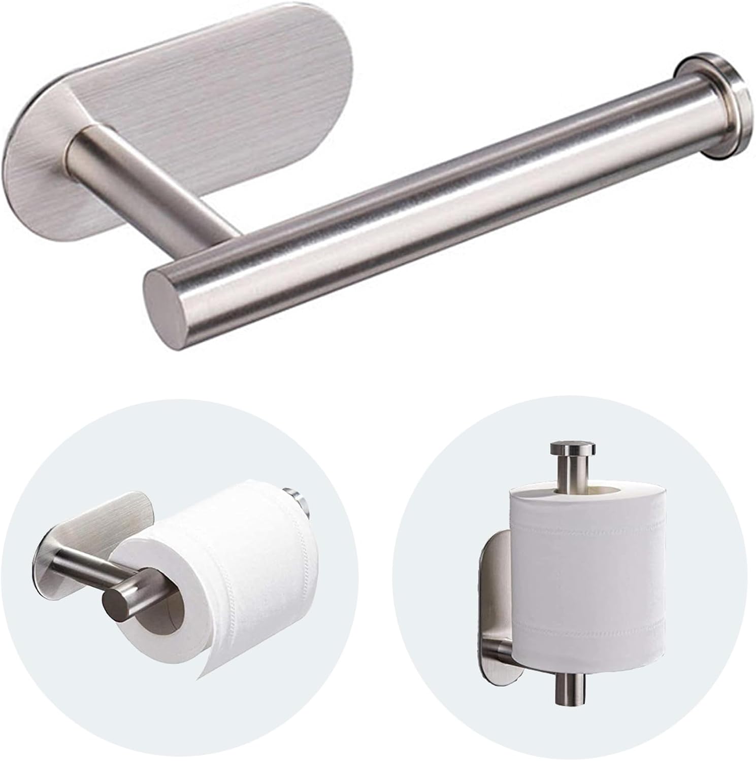 Toilet Paper Holder Self Adhesive, Premium Thicken Stainless Steel Rustproof Adhesive Toilet Roll Holder no Drilling for Bathroom, Kitchen, Washroom