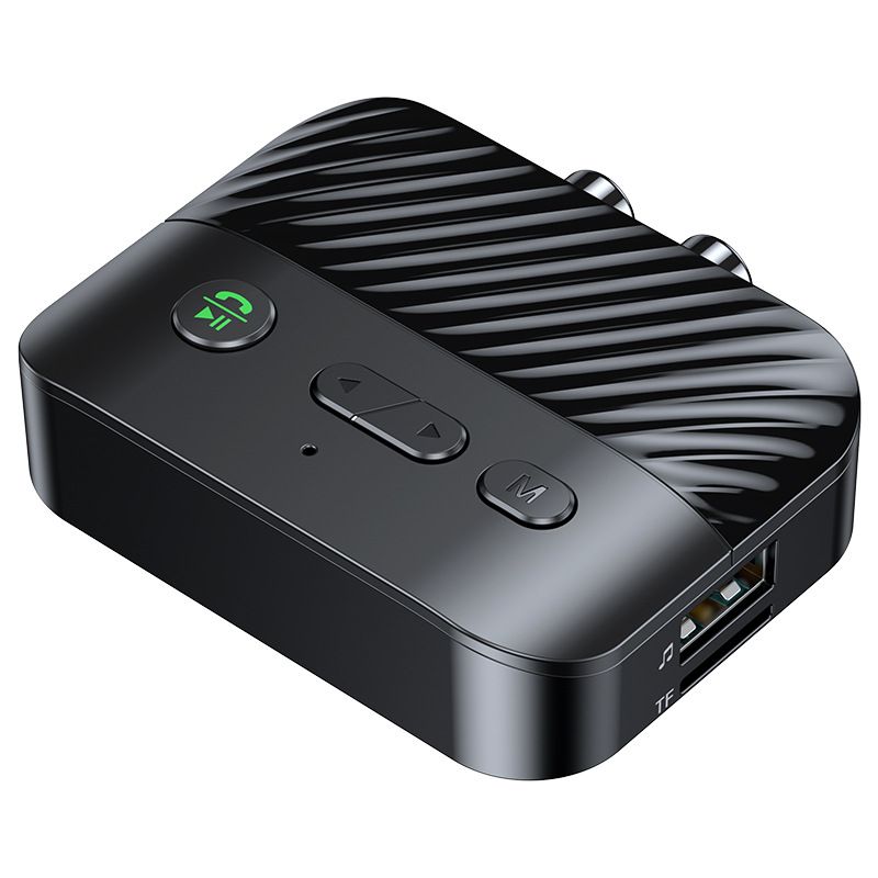 Bluetooth 5.3 Transmitter Receiver for TV, Bluetooth Audio Adapter w/Display & Knob, 3.5mm AUX RCA Wireless Audio Adapter for Home Stereo/Headphone/Speaker/TV/PC/Car, Support TF Card/U Disk Music Play