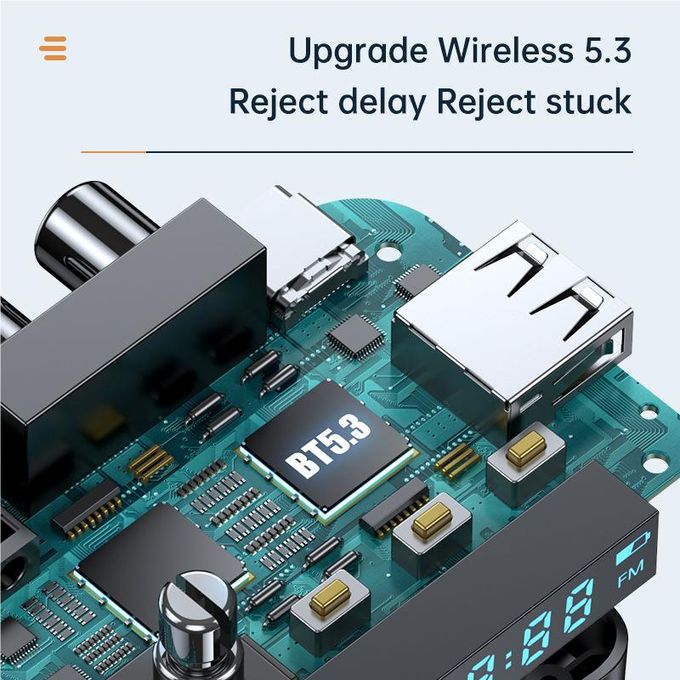 Bluetooth 5.3 Transmitter Receiver for TV, Bluetooth Audio Adapter w/Display & Knob, 3.5mm AUX RCA Wireless Audio Adapter for Home Stereo/Headphone/Speaker/TV/PC/Car, Support TF Card/U Disk Music Play