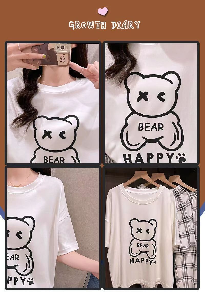 3 PCS Capri Pajamas for Women Set Short Sleeve Pajama Sets Floral Pj Sets Soft Sleepwear Women Sleepwear  Sleep Shirt and Long Pants with Shorts Pajam