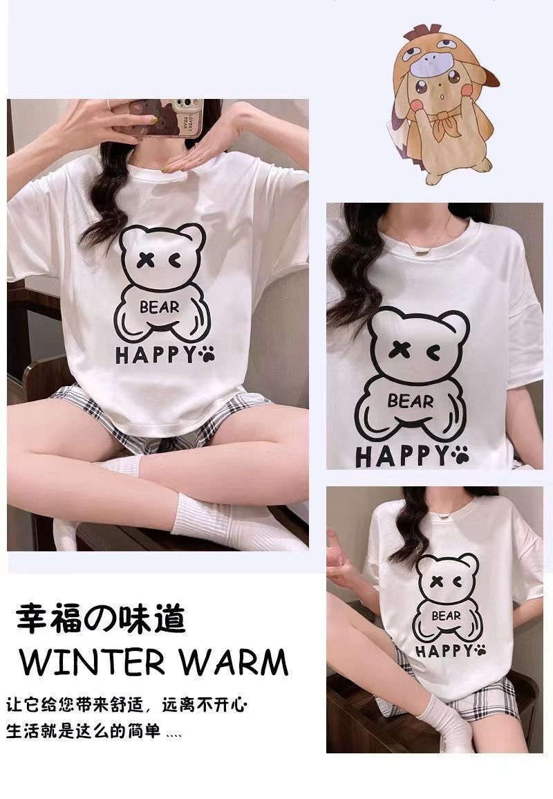 3 PCS Capri Pajamas for Women Set Short Sleeve Pajama Sets Floral Pj Sets Soft Sleepwear Women Sleepwear  Sleep Shirt and Long Pants with Shorts Pajam