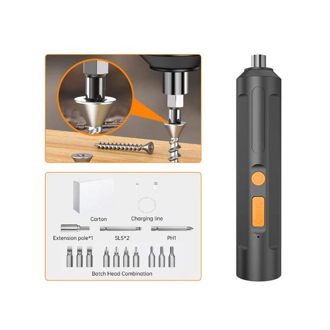 Rechargeable High Range Multi-Function Electric Hammer Rechargeable Screwdriver Hand Impact Drill Drll Household Small Pistol Drill Lithium Tools+34 Accessories