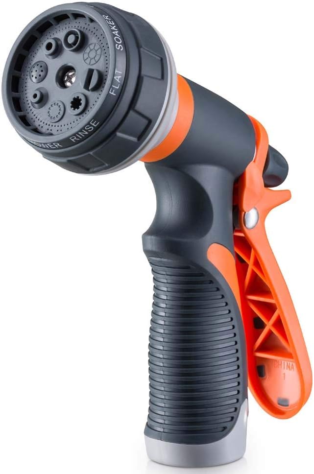Garden Hose Nozzle, Heavy Duty Hose Nozzle with 8 Adjustable Watering Patterns, Multifunctional High Pressure Hose Nozzle Sprayer for Home, Watering Lawns and Garden, Car Cleaning