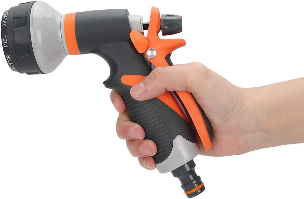 Garden Hose Nozzle, Heavy Duty Hose Nozzle with 8 Adjustable Watering Patterns, Multifunctional High Pressure Hose Nozzle Sprayer for Home, Watering Lawns and Garden, Car Cleaning
