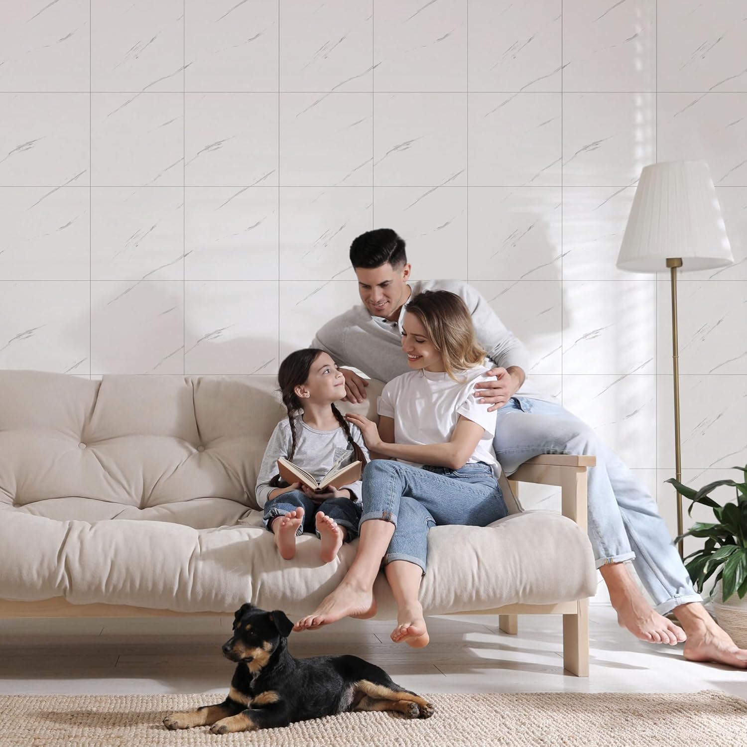 10-Pack Peel and Stick Backsplash Tiles – Glossy PVC Wall Panels, White Shower Tiles, 12" x 12" (9.68 Sq. Ft.), Waterproof Self-Adhesive for Bathroom & Kitchen, Realistic Marble-Like Finish