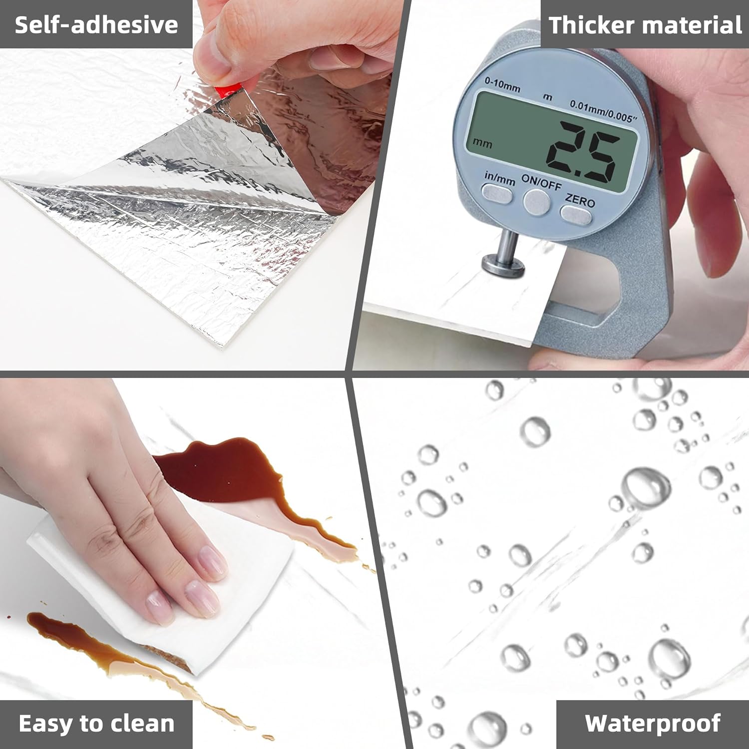 10-Pack Peel and Stick Backsplash Tiles – Glossy PVC Wall Panels, White Shower Tiles, 12" x 12" (9.68 Sq. Ft.), Waterproof Self-Adhesive for Bathroom & Kitchen, Realistic Marble-Like Finish