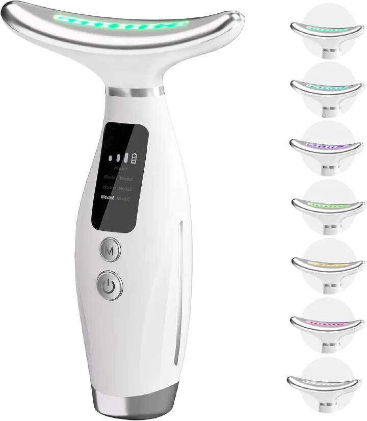 Neck Face Massager, 7 Color Portable Facial Massager for Enhanced Face, Neck and Shoulder Care with Vibrating and Warming Function Portable Skin Care Sculpting Tool and Beauty Device