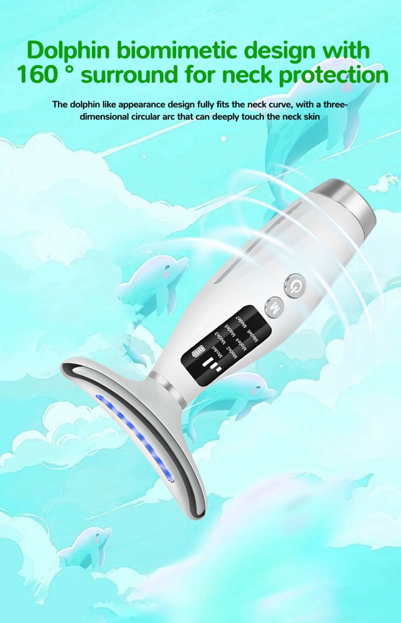 Neck Face Massager, 7 Color Portable Facial Massager for Enhanced Face, Neck and Shoulder Care with Vibrating and Warming Function Portable Skin Care Sculpting Tool and Beauty Device