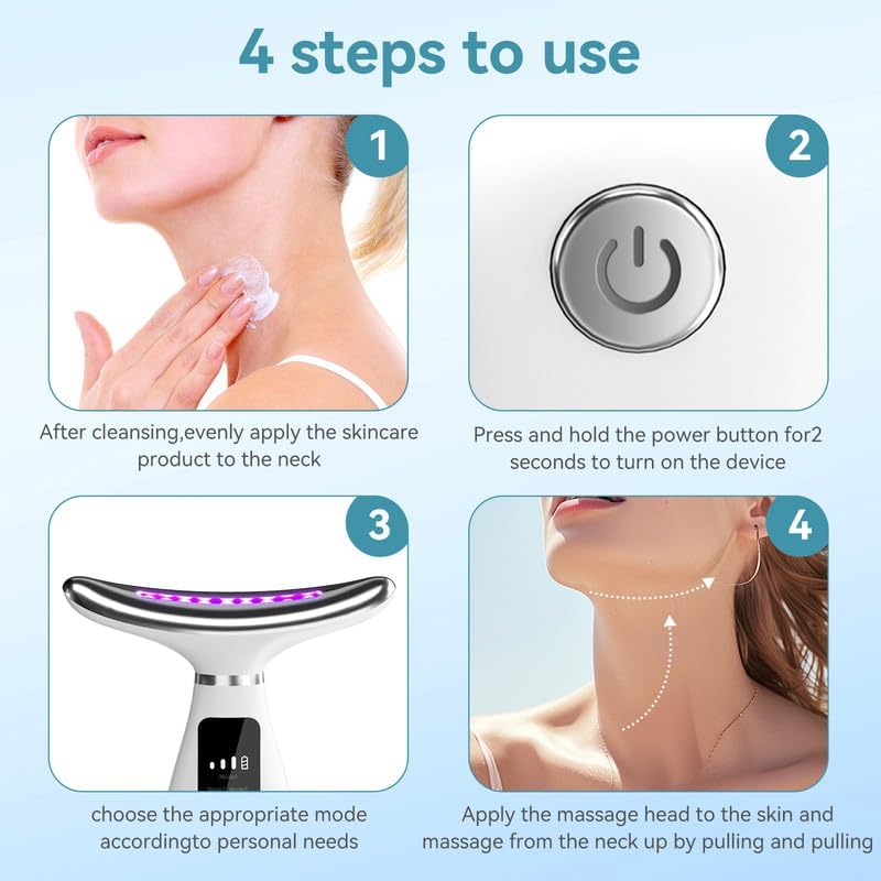 Neck Face Massager, 7 Color Portable Facial Massager for Enhanced Face, Neck and Shoulder Care with Vibrating and Warming Function Portable Skin Care Sculpting Tool and Beauty Device