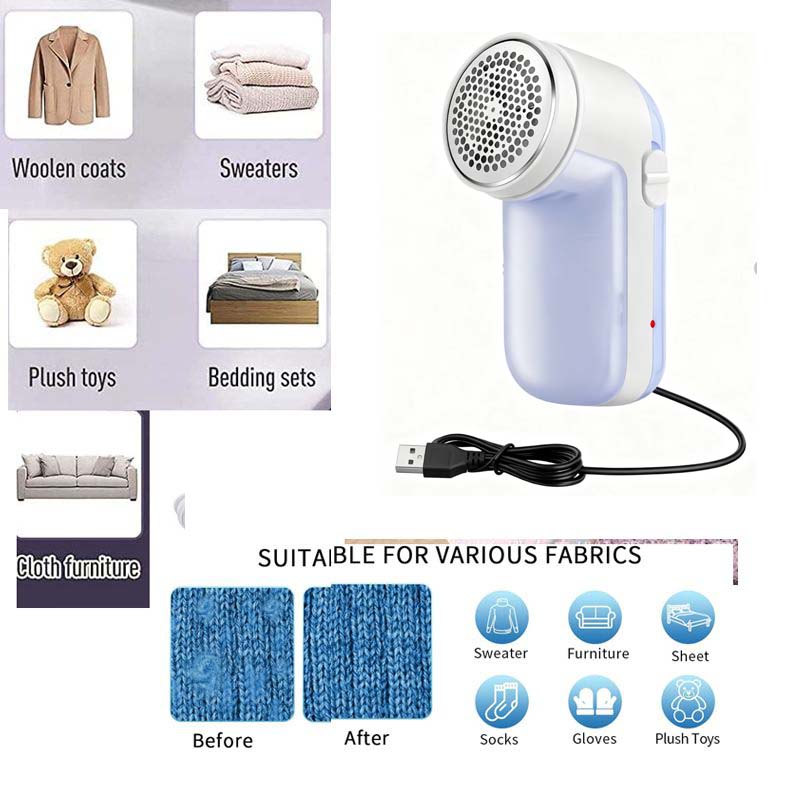 Fabric Shaver, Lint Remover for Clothes, Electric Lint Shaver with 3-Leaf Blades,  Purple Sweater Shavers to Remove Pilling for Clothing, Couch, Furniture, Fuzz, Lint Ball, Bobbles, USB Rechargeable