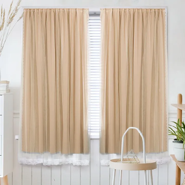 2pcs Punch-free Velcro Blackout Curtain Double Layer For Living Room Bedroom Window Curtains Self adhesive shading Protective for Windows,Bedroom Blackout Curtains