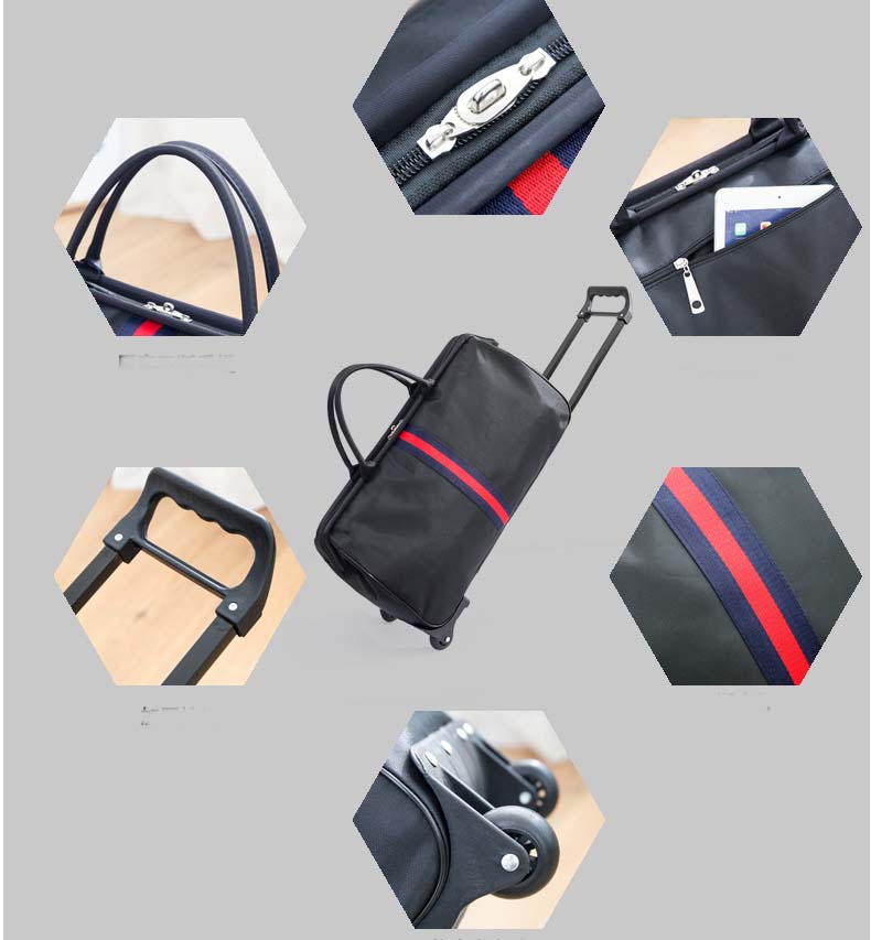 Travel Bag with Wheels Practical Trolley Travel Bag with Wheels for Vacations Waterproof Carry-On Large Travel Bag Men/Women Multiple Pockets