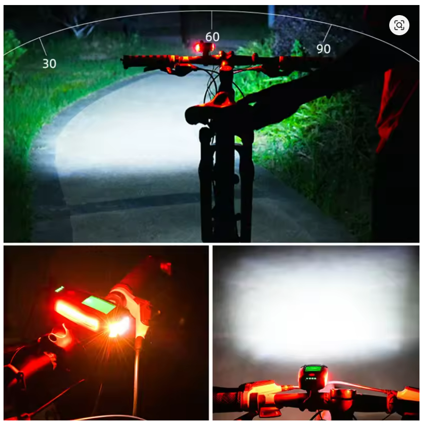 5 In 1 Bike Light With Bicycle Computer LCD Speedometer Odometer 5 Modes Horn Waterproof USB Charge Cycling Bike Lamp