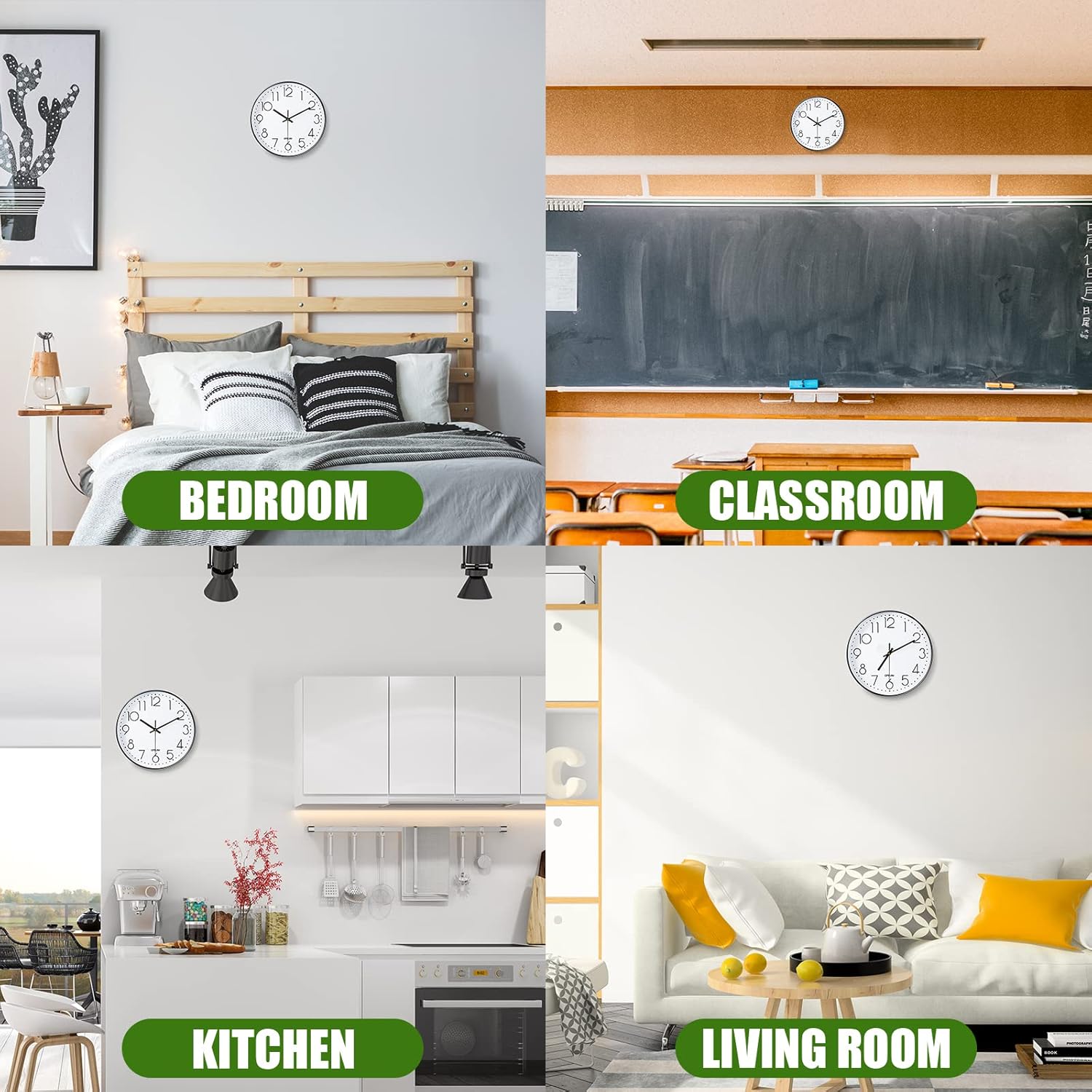 Wall Clock 12 Inch Non-Ticking Silent Modern Simple Style Round Decor Clock Rose Gold Stereoscopic Dial Quartz Wall Clocks for Home/Office/School/Living Room/Bedroom/Kitchen