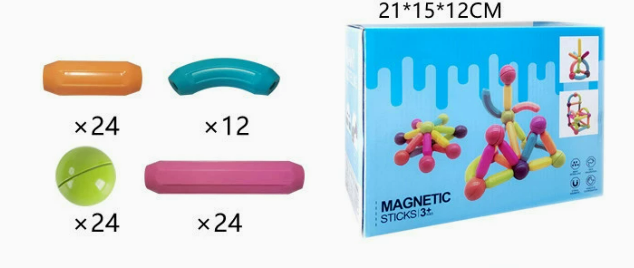 84 pcs Magnetic Balls and Rods Set,Magnetic Building Toys Colorful DIY STEM Building Blocks Sticks for Ages 3+ Year Old Children Boy Girl Educational Construction Toy