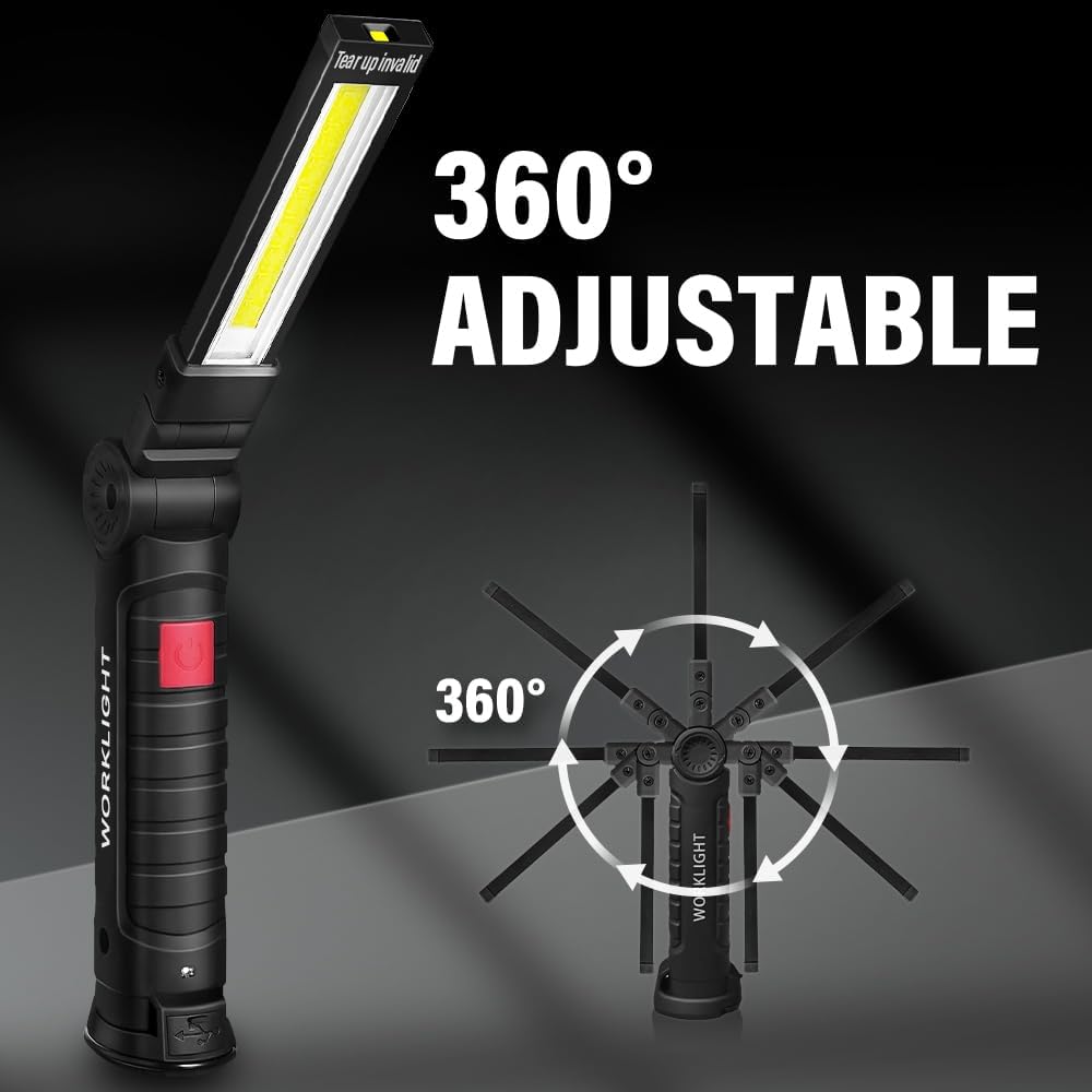 Portable COB LED Flashlight USB Rechargeable Work Light Magnetic Lanterna Hanging Lamp with Built-in Battery Camping Torch