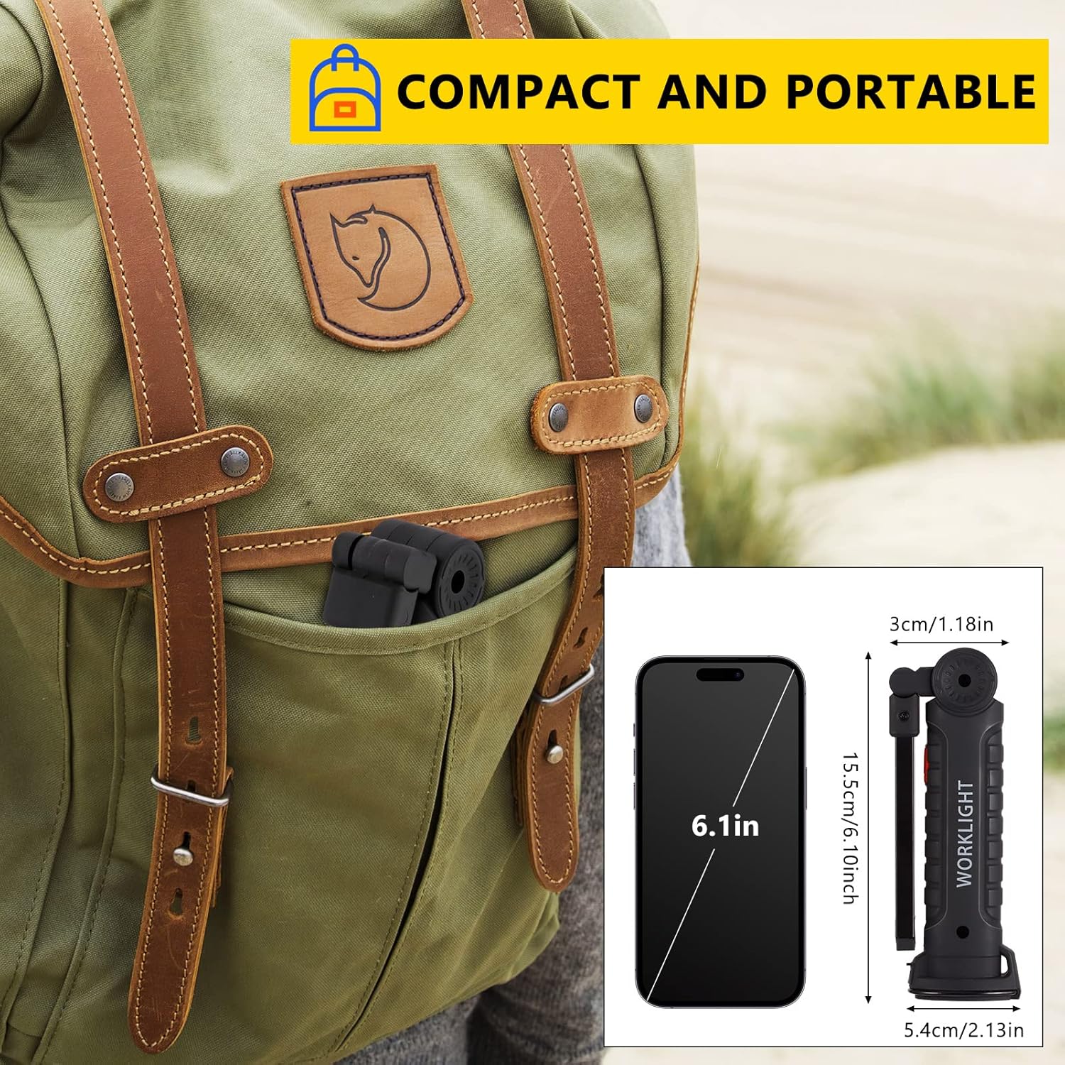 Portable COB LED Flashlight USB Rechargeable Work Light Magnetic Lanterna Hanging Lamp with Built-in Battery Camping Torch